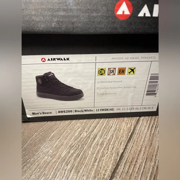 Airwalk Mens Deuce Mid Composite Toe Safety Shoe - Black 12 Extra wide - Picture 2 of 5